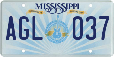 MS license plate AGL037