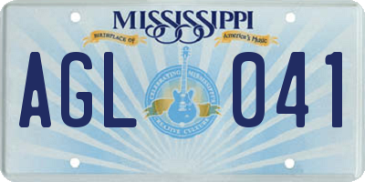 MS license plate AGL041
