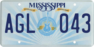 MS license plate AGL043