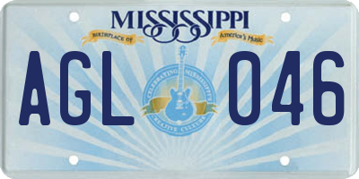 MS license plate AGL046