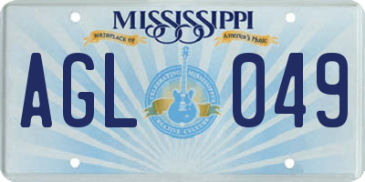 MS license plate AGL049
