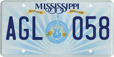 MS license plate AGL058