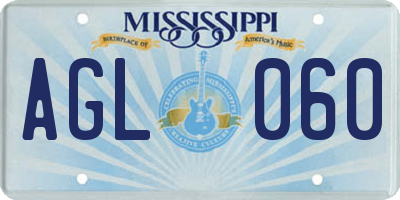 MS license plate AGL060