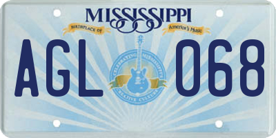 MS license plate AGL068