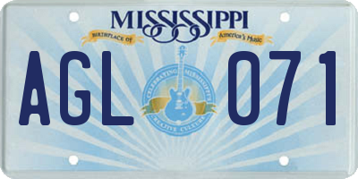 MS license plate AGL071