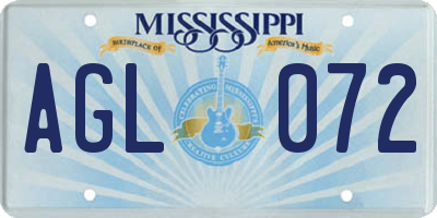 MS license plate AGL072