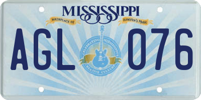 MS license plate AGL076
