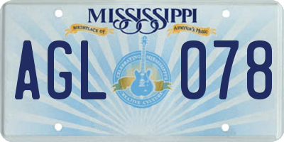 MS license plate AGL078