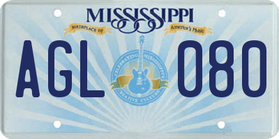 MS license plate AGL080