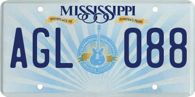 MS license plate AGL088