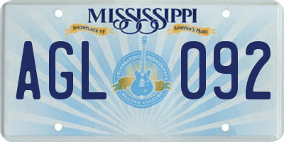 MS license plate AGL092
