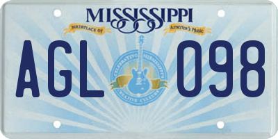 MS license plate AGL098