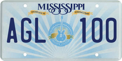 MS license plate AGL100
