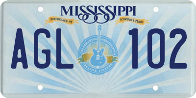 MS license plate AGL102