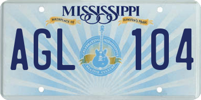 MS license plate AGL104