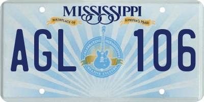 MS license plate AGL106