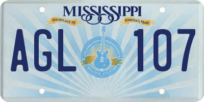 MS license plate AGL107