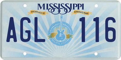 MS license plate AGL116