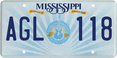 MS license plate AGL118