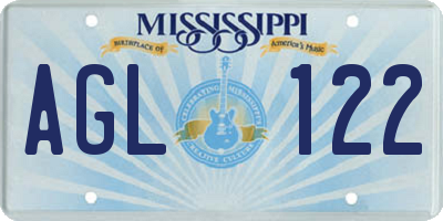 MS license plate AGL122