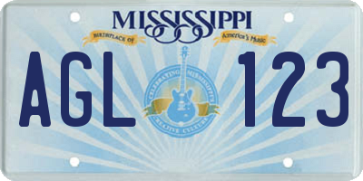 MS license plate AGL123