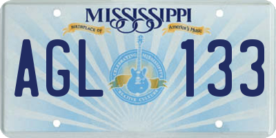 MS license plate AGL133