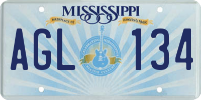 MS license plate AGL134