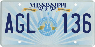 MS license plate AGL136