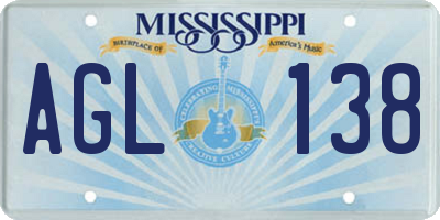 MS license plate AGL138