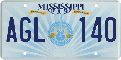 MS license plate AGL140