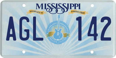 MS license plate AGL142