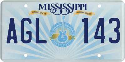 MS license plate AGL143