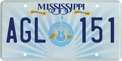 MS license plate AGL151