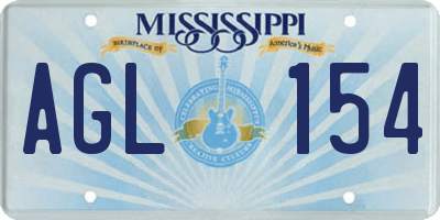 MS license plate AGL154