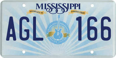MS license plate AGL166