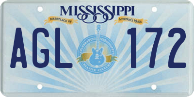 MS license plate AGL172