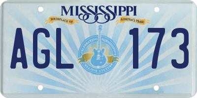 MS license plate AGL173