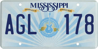 MS license plate AGL178