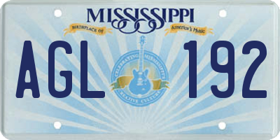 MS license plate AGL192