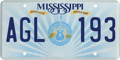 MS license plate AGL193