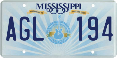 MS license plate AGL194