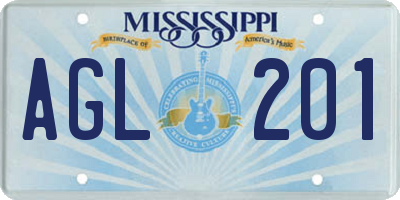 MS license plate AGL201