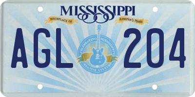 MS license plate AGL204