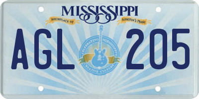 MS license plate AGL205
