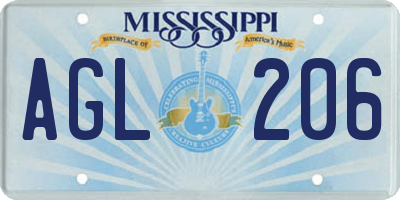 MS license plate AGL206