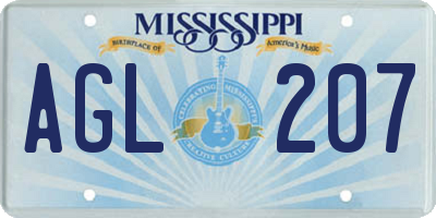MS license plate AGL207