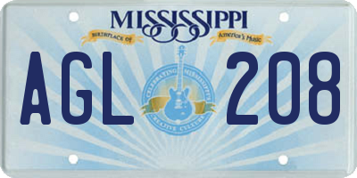 MS license plate AGL208