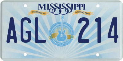 MS license plate AGL214