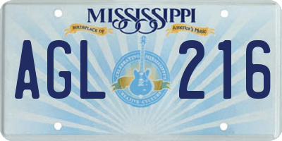 MS license plate AGL216