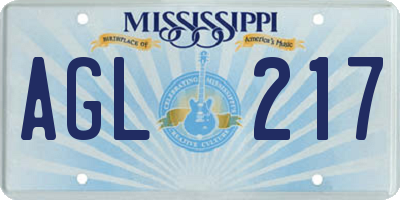 MS license plate AGL217